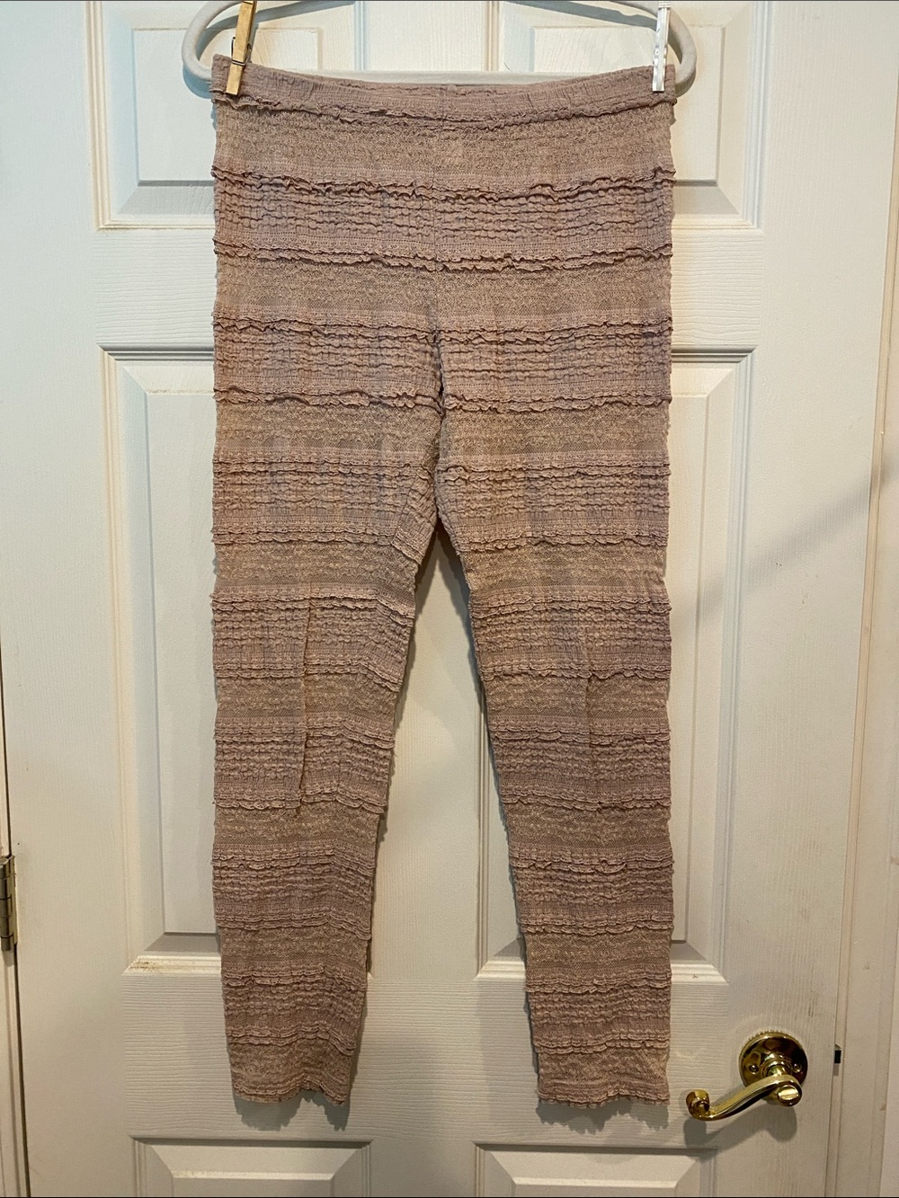 Free People Ribbed Stretch Leggings in Taupe